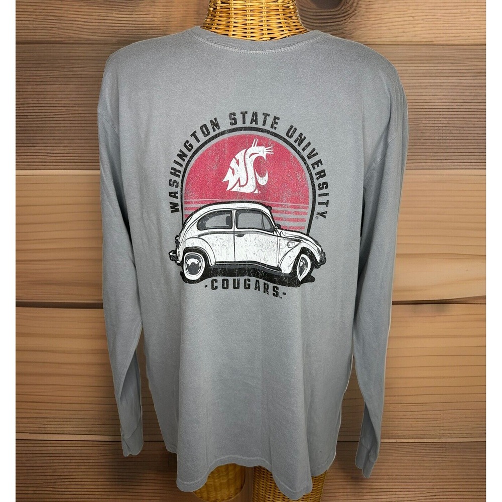 Washington State Cougars Men's L/S Shirt Brand Blue 84, Gray, Size Large